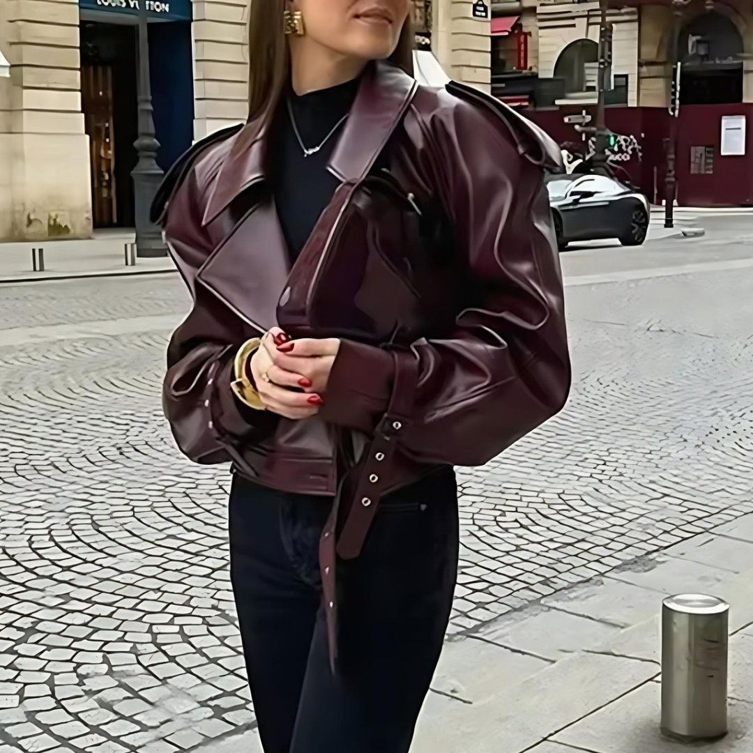 Amanda burgund Lederjacke