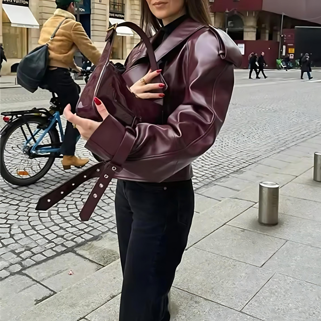 Amanda burgund Lederjacke