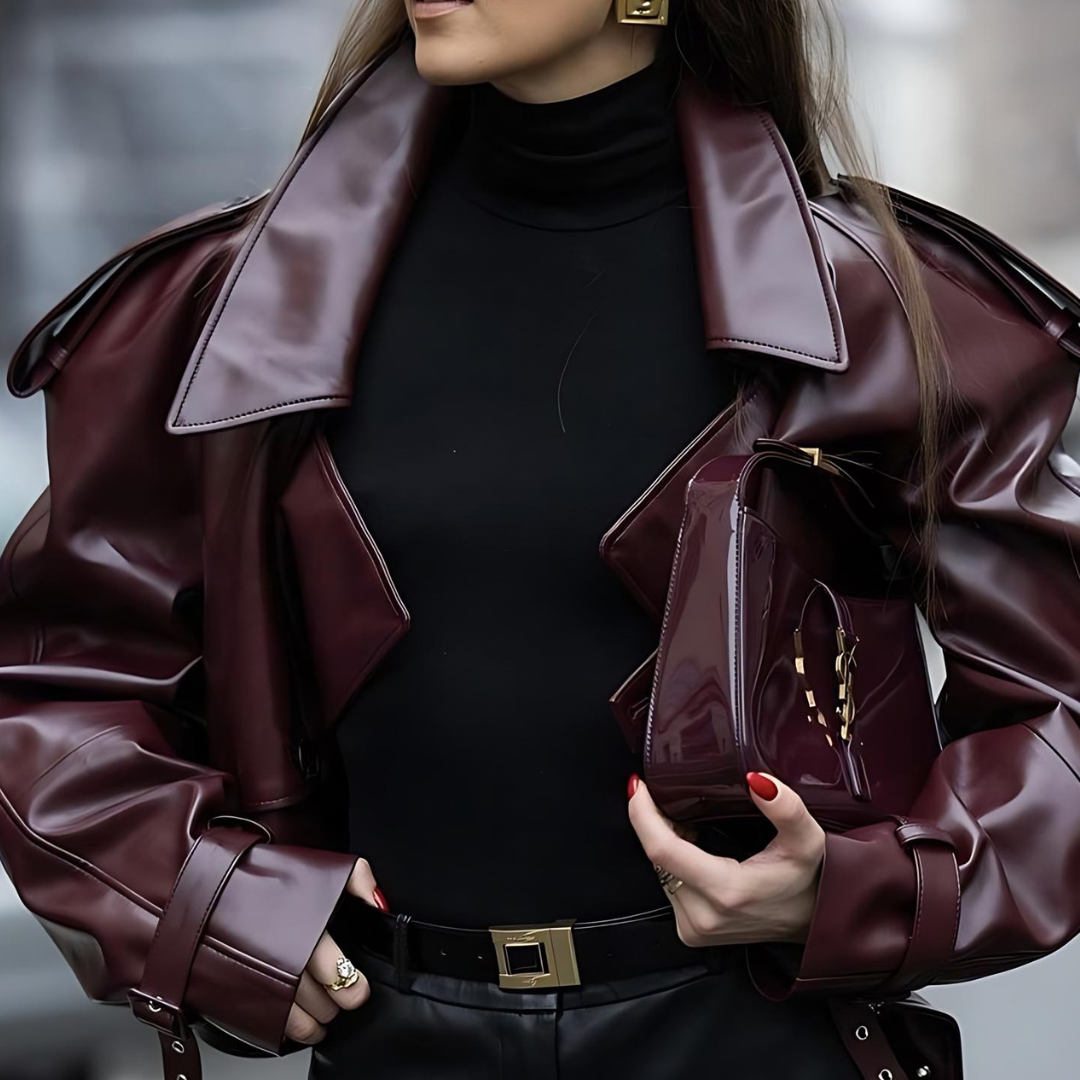 Amanda burgund Lederjacke